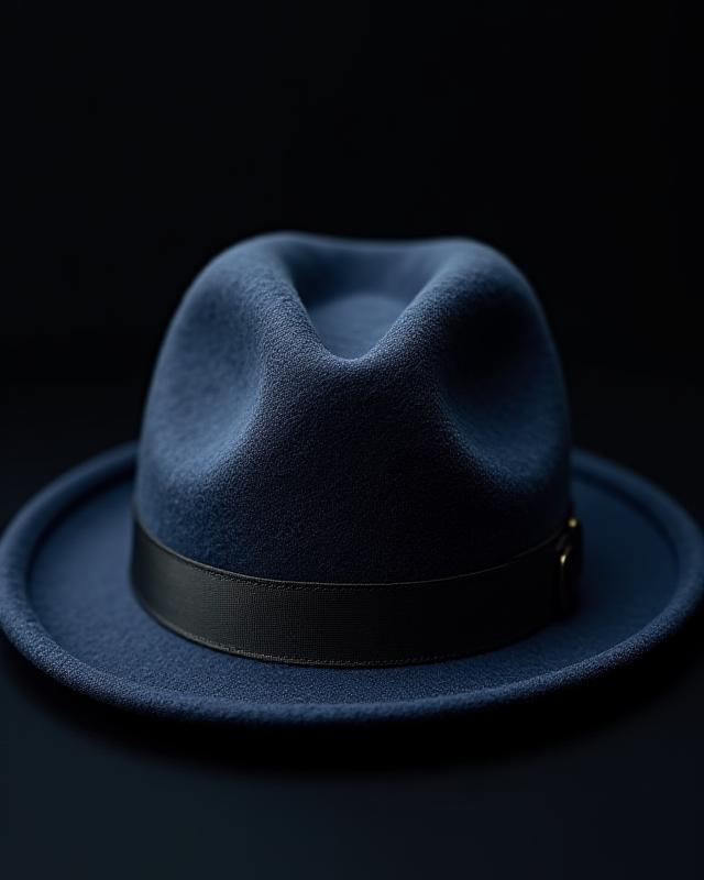 上質なウールフェルトで作られたクラシックフェドーラのクローズアップ